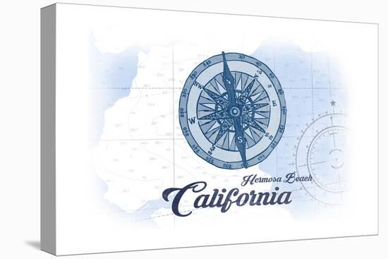 Hermosa Beach, California - Compass - Blue - Coastal Icon-Lantern Press-Stretched Canvas