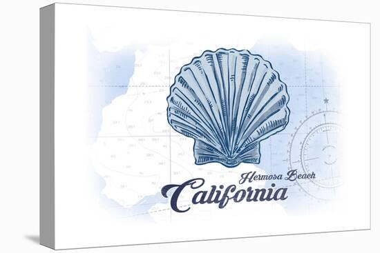 Hermosa Beach, California - Scallop Shell - Blue - Coastal Icon-Lantern Press-Stretched Canvas