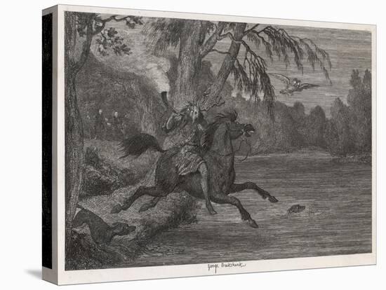 Herne the Hunter Herne the Hunter Plunges into the Lake-George Cruikshank-Stretched Canvas