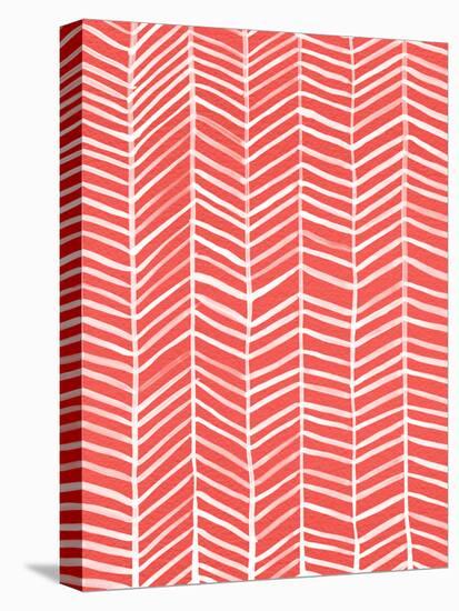 Herringbone - Coral-Cat Coquillette-Premier Image Canvas