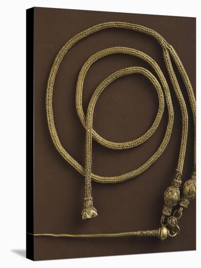 Herringbone Patterned Gold Chain Necklace and Decorative Pin-null-Premier Image Canvas