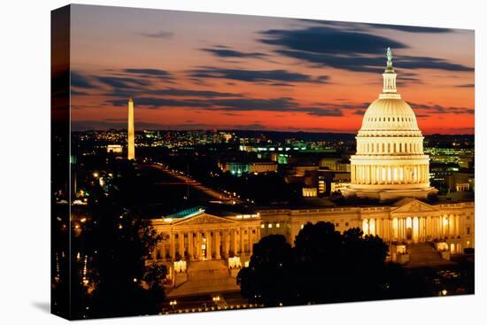 High angle view of a city lit up at dusk, Washington DC, USA-null-Premier Image Canvas