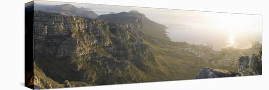 High Angle View of a Coastline, Camps Bay, Table Mountain, Cape Town, South Africa-null-Stretched Canvas