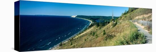 High angle view of a lake, Empire Bluff Trail, Sleeping Bear Dunes National Lakeshore, Lake Mich...-null-Premier Image Canvas