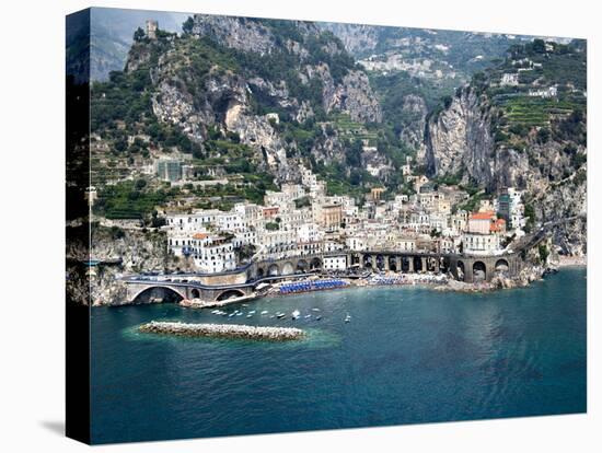 High Angle View of a Town, Amalfi, Atrani, Amalfi Coast, Salerno, Campania, Italy-null-Premier Image Canvas