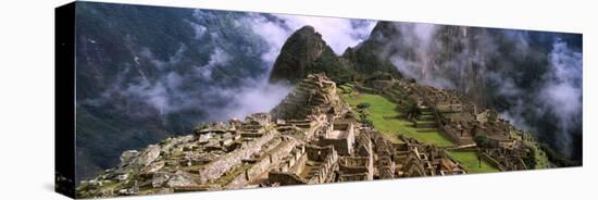 High Angle View of an Archaeological Site, Inca Ruins, Machu Picchu, Cusco Region, Peru-null-Stretched Canvas