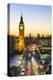 High angle view of Big Ben, the Palace of Westminster and Westminster Bridge at dusk, London, Engla-Fraser Hall-Premier Image Canvas