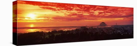 High angle view of city at sunset, Morro Bay, San Luis Obispo County, California, USA-null-Premier Image Canvas