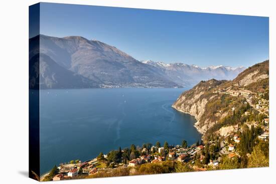 High angle view of Lake Como from Castle Vezio with Varenna and Gittana, Lombardy, Italy-Simon Montgomery-Premier Image Canvas