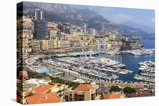 High Angle View of Monaco and Harbour, Monaco, Mediterranean, Europe-Amanda Hall-Premier Image Canvas