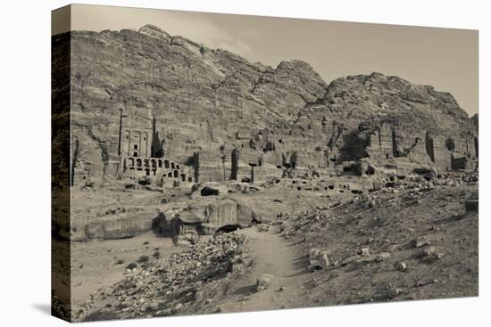 High angle view of Royal Tombs at Ancient Nabatean City of Petra, Wadi Musa, Ma'an Governorate,...-null-Premier Image Canvas
