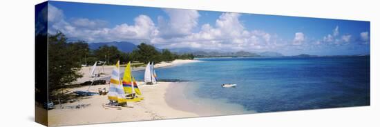 High Angle View of the Beach, Kailua Beach, Oahu, Hawaii, USA-null-Stretched Canvas