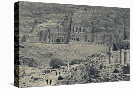 High angle view of tourists at Ancient Nabatean City of Petra, Wadi Musa, Ma'an Governorate, Jordan-null-Premier Image Canvas