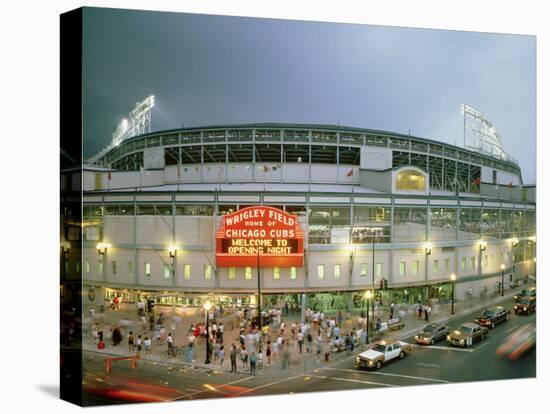 High Angle View of Tourists Outside a Baseball Stadium Opening Night, Wrigley Field, Chicago-null-Premier Image Canvas