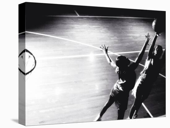 High Angle View of Two Young Women Playing Basketball-null-Premier Image Canvas