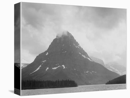 High Lone Mountain Peak Lake In Foreground "Two Medicine Lake. Glacier NP" Montana. 1933-1942-Ansel Adams-Stretched Canvas