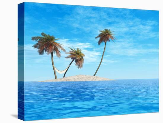 High Resolution Concept Or Conceptual Isolated Exotic Island With Palm Trees And Hammock-bestdesign36-Premier Image Canvas