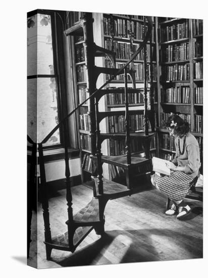 High School Girl Reading at the Newburyport Free Library-Alfred Eisenstaedt-Premier Image Canvas