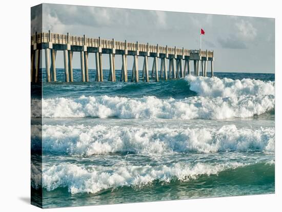 High Surf Day Preceding Tropical Storm. View of Pier and Ocean Waves in Pensacola, Florida.-forestpath-Premier Image Canvas