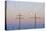 High-Tension Line, Moon, Dusk, Bavaria, Germany-Raimund Linke-Premier Image Canvas