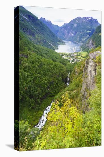 High View of Geiranger and Geirangerfjord. UNESCO World Heritage Site, Norway, Scandinavia, Europe-Amanda Hall-Premier Image Canvas
