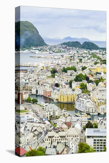 High View of the Harbour and Town of Alesund, Norway, Scandinavia, Europe-Amanda Hall-Premier Image Canvas
