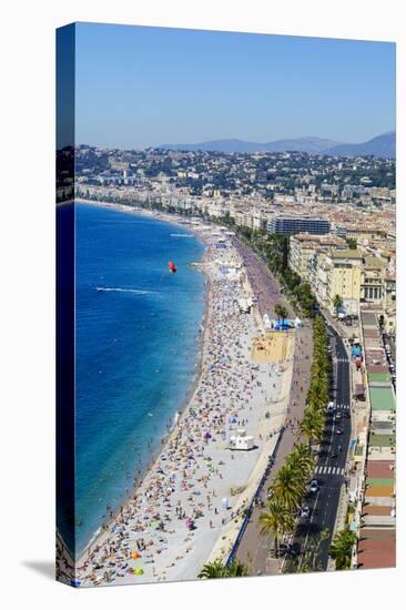 High view of the Promenade Anglais and beach, Nice, Alpes Maritimes, Cote d'Azur, Provence, France,-Fraser Hall-Premier Image Canvas