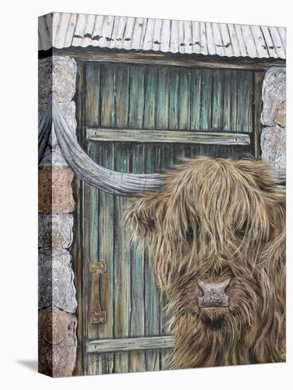 Highland Cow By Barn Door-A-Jean Plout-Premier Image Canvas