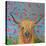 Highland Cow with Flowers-Karrie Evenson-Stretched Canvas