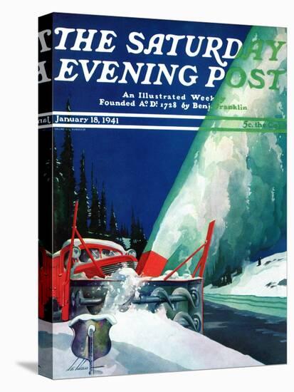 "Highway Snowplow," Saturday Evening Post Cover, January 18, 1941-Ski Weld-Premier Image Canvas