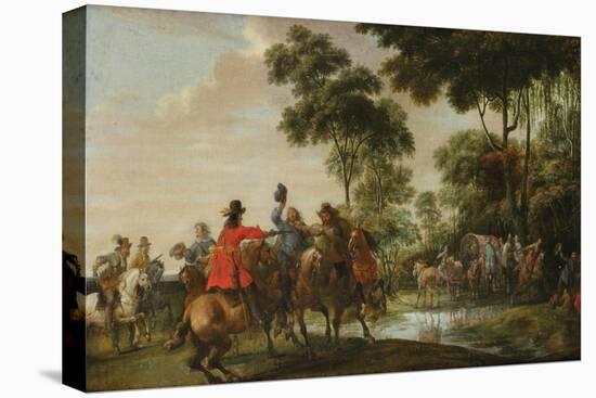 Highwaymen Raiding a Tilt Car by a Forest Stream-Peeter Snayers-Premier Image Canvas