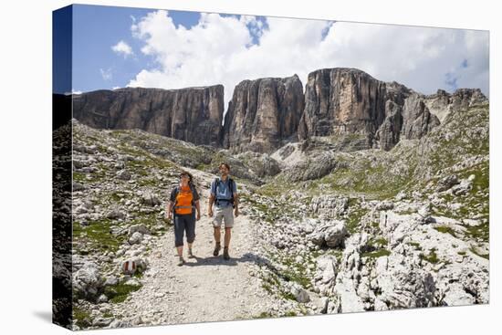 Hiker in the Vallonkar, in Front of BoŽseekofel, the Dolomites-Gerhard Wild-Premier Image Canvas