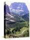 Hikers on Alta Via Dolomiti Trail and Gardena Pass Below and Sassolungo Range 3181M, Alto Adige-Richard Nebesky-Premier Image Canvas