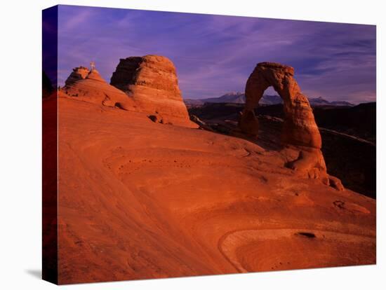 Hikers View Delicate Arch at Sunset, Utah, USA-Jerry Ginsberg-Premier Image Canvas