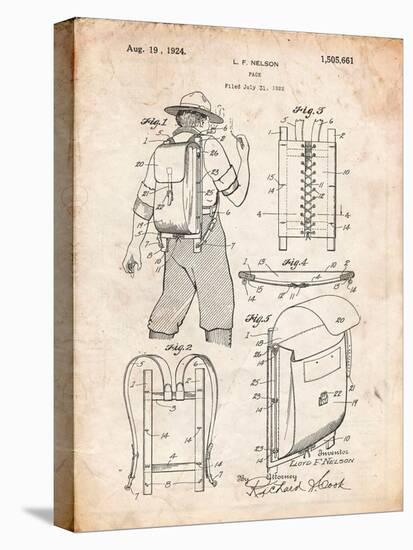 Hiking And Camping Backpack Patent-Cole Borders-Stretched Canvas