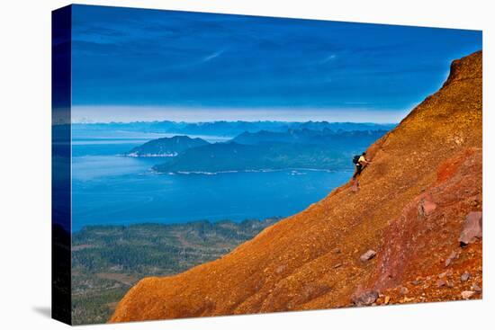 Hiking on the summit of Mt. Edgecumbe, Kruzof Island, Southeast Alaska-Mark A Johnson-Premier Image Canvas