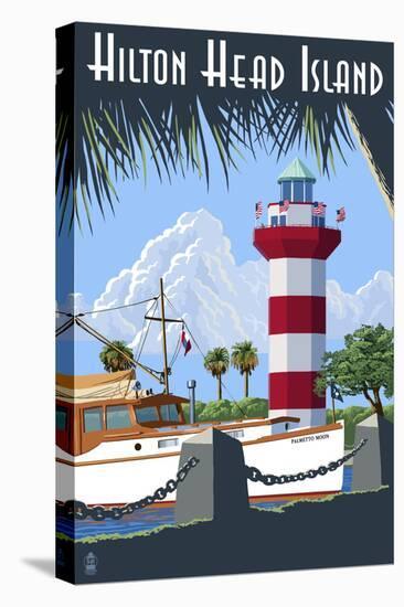 Hilton Head Island, SC - Harbour Town Lighthouse-Lantern Press-Stretched Canvas