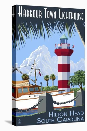 Hilton Head, South Carolina - Harbour Town Lighthouse-Lantern Press-Stretched Canvas