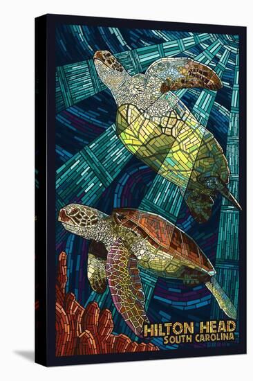 Hilton Head, South Carolina - Mosaic Sea Turtles-Lantern Press-Stretched Canvas