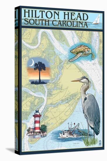 Hilton Head, South Carolina - Nautical Chart-Lantern Press-Stretched Canvas