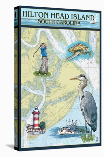 Hilton Head, South Carolina - Nautical Chart-Lantern Press-Stretched Canvas