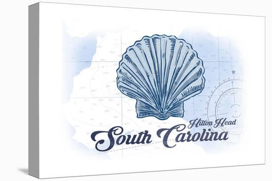 Hilton Head, South Carolina - Scallop Shell - Blue - Coastal Icon-Lantern Press-Stretched Canvas