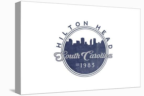 Hilton Head, South Carolina - Skyline Seal (Blue)-Lantern Press-Stretched Canvas