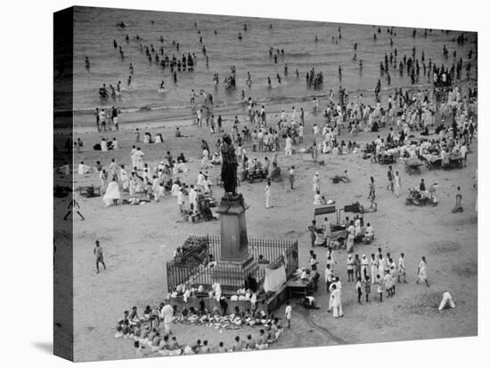 Hindu Men and Women Bathing in the Jumna River-Margaret Bourke-White-Premier Image Canvas