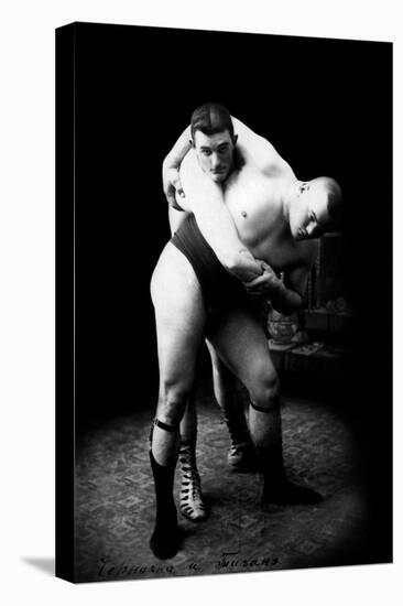 Hip Throw: Russian Wrestlers-null-Stretched Canvas