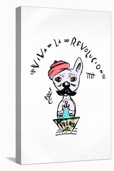 Hipster Frenchie-null-Stretched Canvas