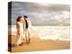 Hispanic Couple Walking Together on the Beach-Bill Bachmann-Premier Image Canvas