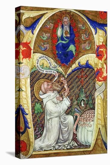 Historiated Initial 'A' Depicting St. Benedict Offering His Soul to God the Father, Lombardy School-Master of the Vitae Imperatorum-Premier Image Canvas