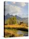 Historic Barn, Mormon Row and Teton Mountain Range, Grand Teton National Park, Wyoming, USA-Michele Falzone-Premier Image Canvas