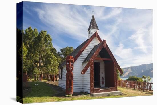 Historic Maori church on hillside above Akaroa Harbour, Onuku, near Akaroa, Banks Peninsula, Canter-Ruth Tomlinson-Premier Image Canvas